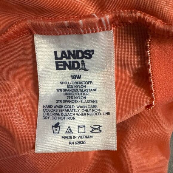 LANDS END Women's Size 18W SWIMSUIT One Piece Bathing Suit CORAL Blue FLORAL Bra - Picture 4 of 5